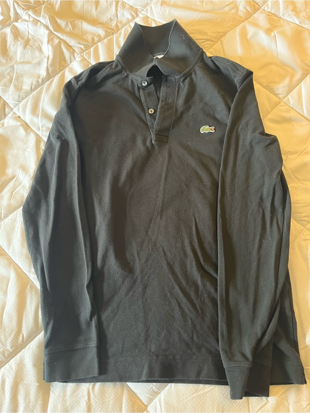 Lacoste Men's Long Sleeve Black Slim Polo Shirt